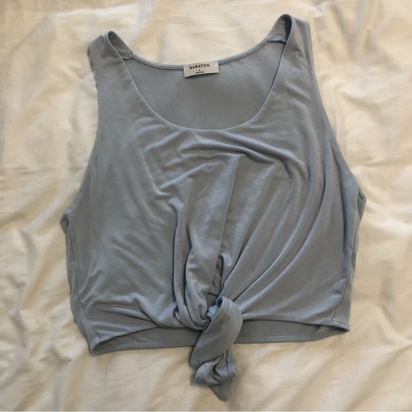 ARITZIA Babaton baby blue tie front crop top. Size L. - Picture 7 of 7